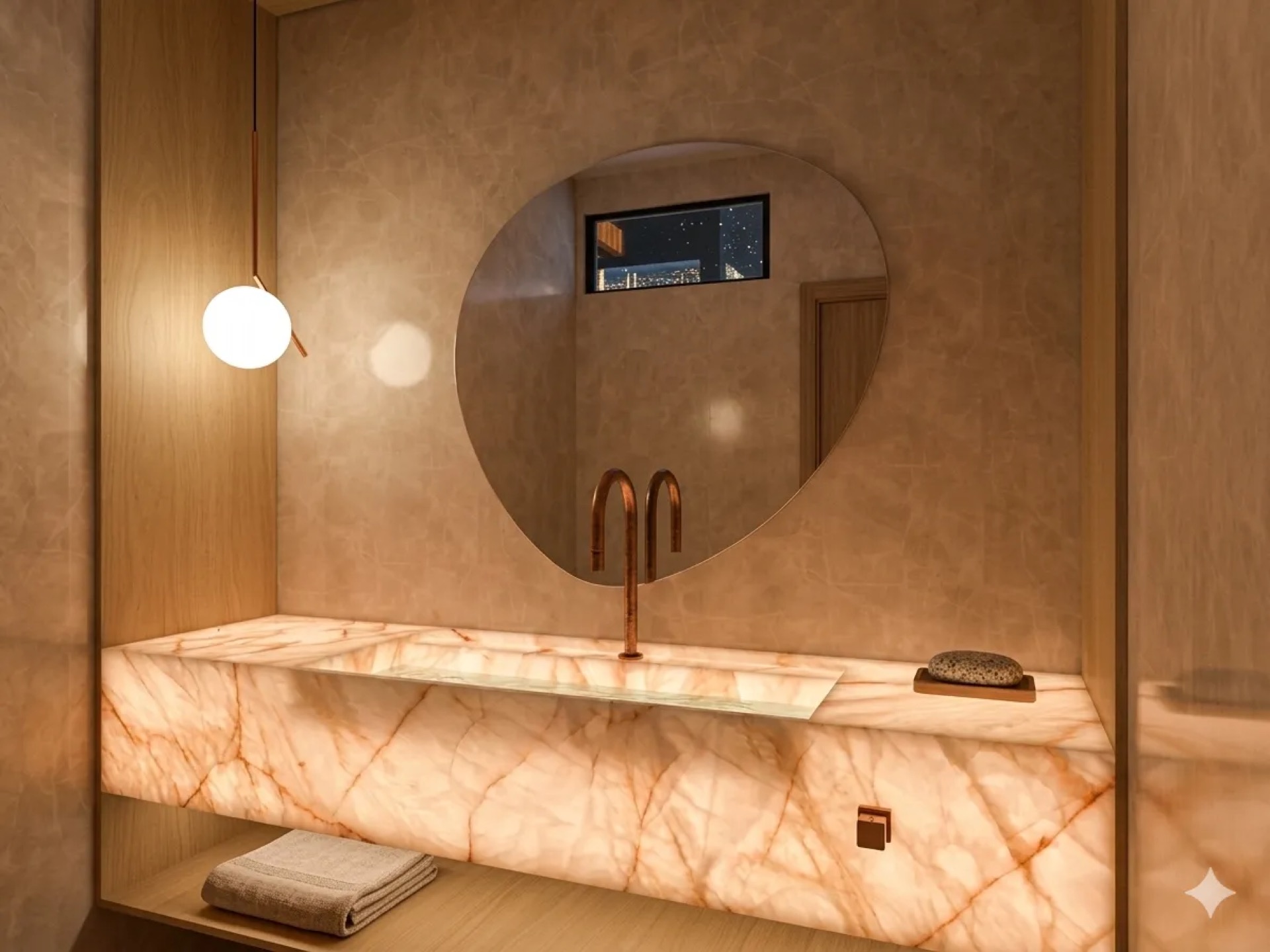 Lar Ana e Bruno, lavabo iluminado